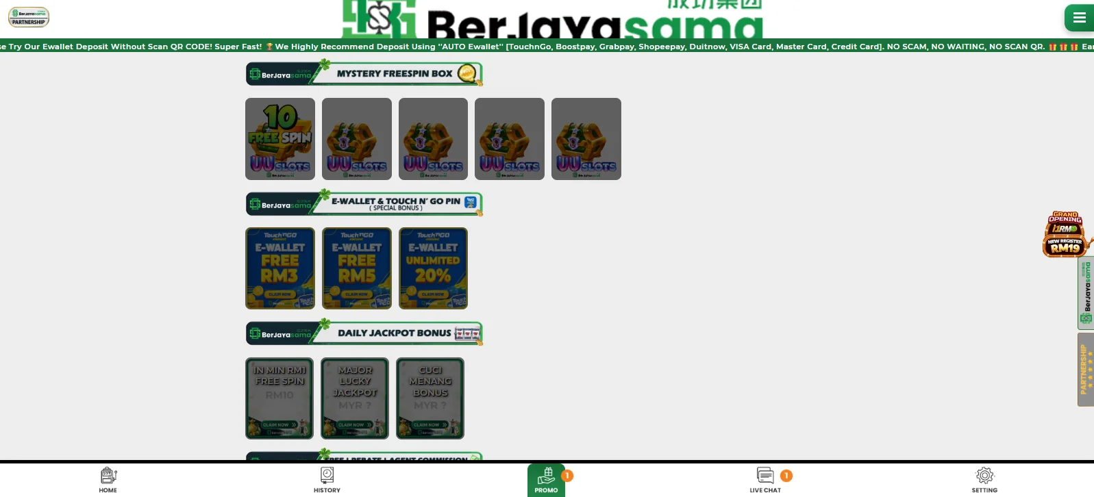 Berjayasama Slot Bonus Page